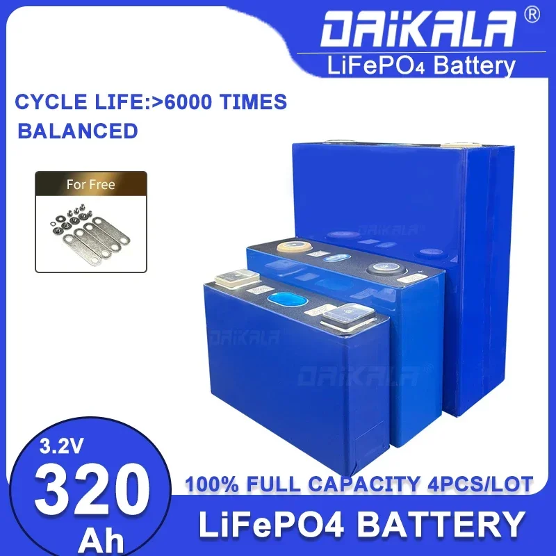 1/2/4pcs 3.2V 320000mAh Lifepo4 Rechargeable Batteries Original Cell For Solar Energy Storage DIY 12V 24V 48V 50Ah Battery Pack
1/2/4pcs 3.2V 320000mAh Lifepo4 Rechargeable Batteries Original Cell For Solar Energy Storage DIY 12V 24V 48V 50Ah Battery Pack