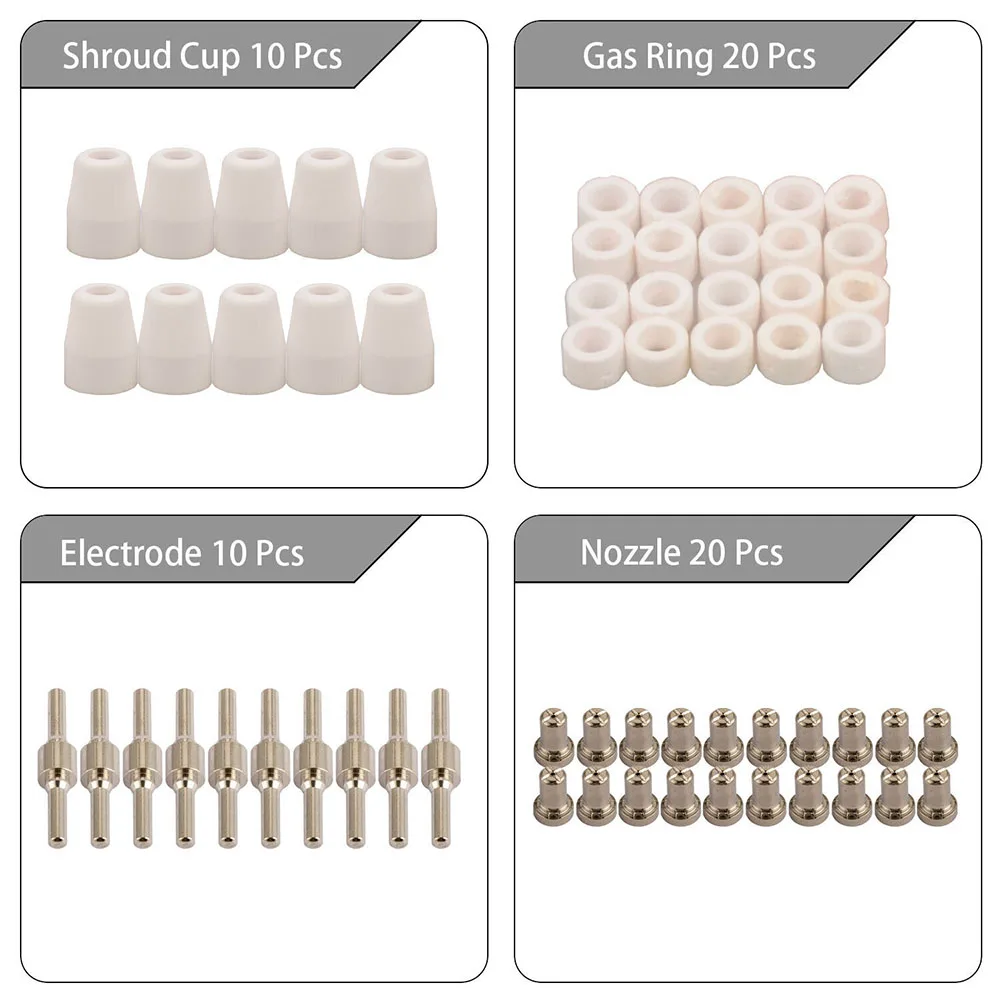 60PCS PT-31 Air Plasma Cutting Tips Electrodes & Nozzles Kit Consumable Accessories For CUT-40 CUT-50D Plasma Torch
60PCS PT-31 Air Plasma Cutting Tips Electrodes & Nozzles Kit Consumable Accessories For CUT-40 CUT-50D Plasma Torch