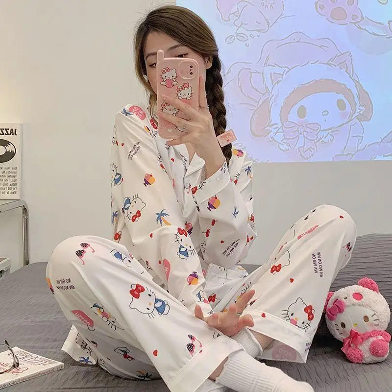 Sanrio Hello Kitty Pajamas Spring and Autumn Internet Celebrity Style Long Sleeves Trousers Student Cartoon Cute Printing Suit
Sanrio Hello Kitty Pajamas Spring and Autumn Internet Celebrity Style Long Sleeves Trousers Student Cartoon Cute Printing Suit