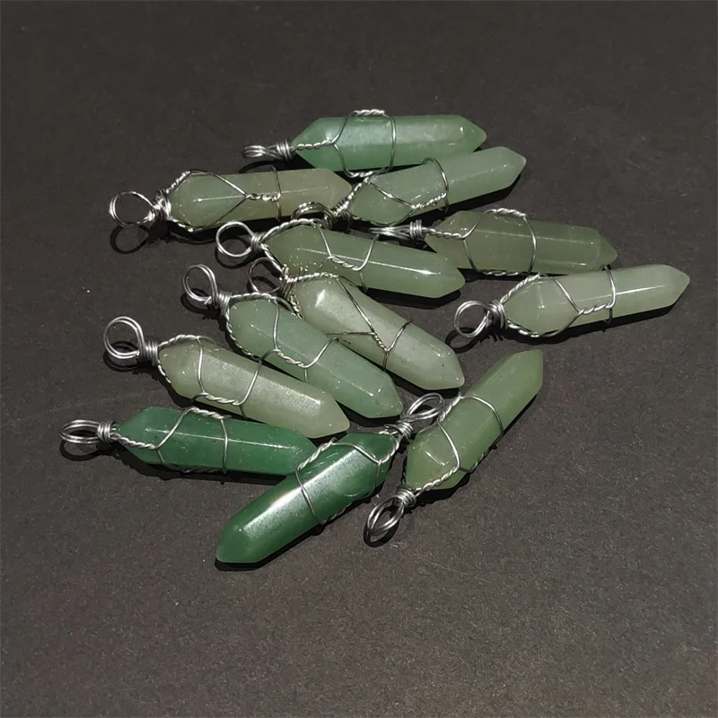 Wholesale 20pcs/lot Natural Stone Green Aventurine Crystal Pillar Shape Point Handmade Iron Wire Pendants for Jewelry Making
Wholesale 20pcs/lot Natural Stone Green Aventurine Crystal Pillar Shape Point Handmade Iron Wire Pendants for Jewelry Making