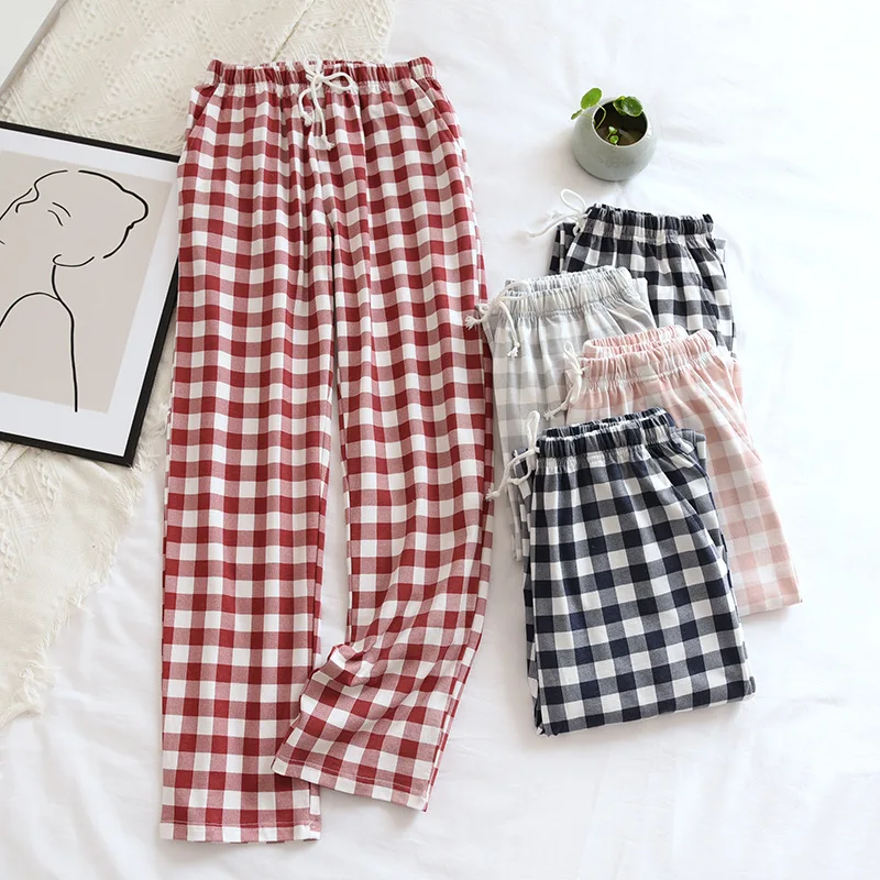 Knitted Cotton Plaid Pajamas Couple Women Spring Sports Trousers Thin Autumn Elastic Casual Wearable Men Home Pants Loungewear
Knitted Cotton Plaid Pajamas Couple Women Spring Sports Trousers Thin Autumn Elastic Casual Wearable Men Home Pants Loungewear