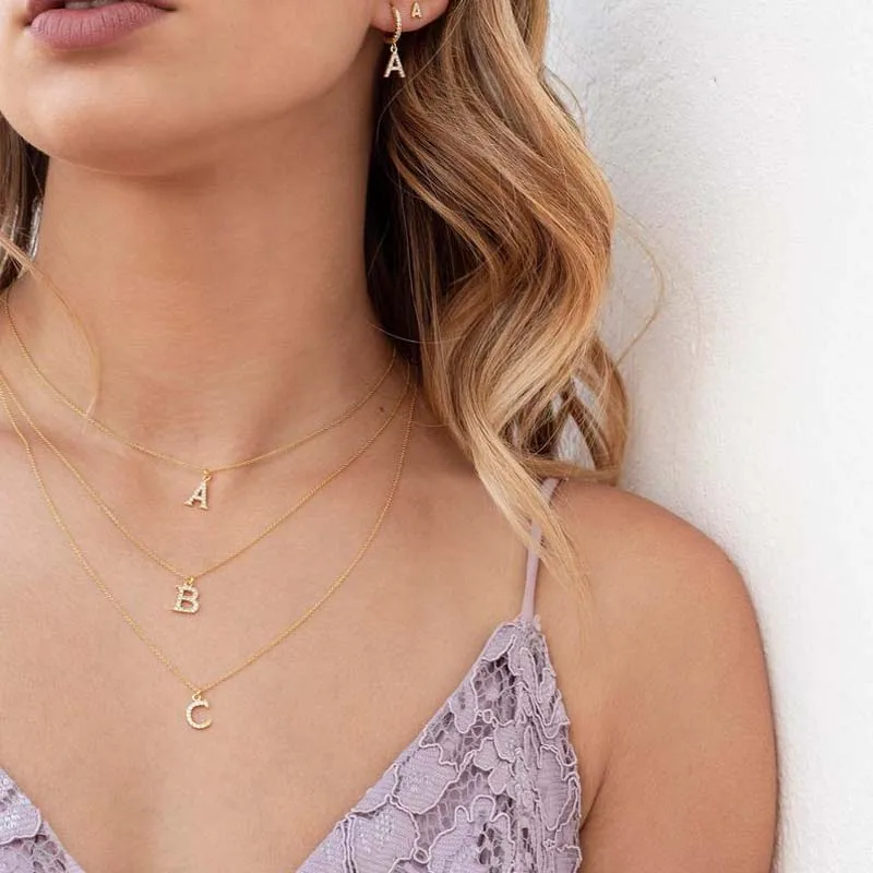925 Sterling Silver A-Z 26 English Alphabet Letter String Necklace Clear CZ Initials Name Pendant Women Colar Chains Jewelry
925 Sterling Silver A-Z 26 English Alphabet Letter String Necklace Clear CZ Initials Name Pendant Women Colar Chains Jewelry