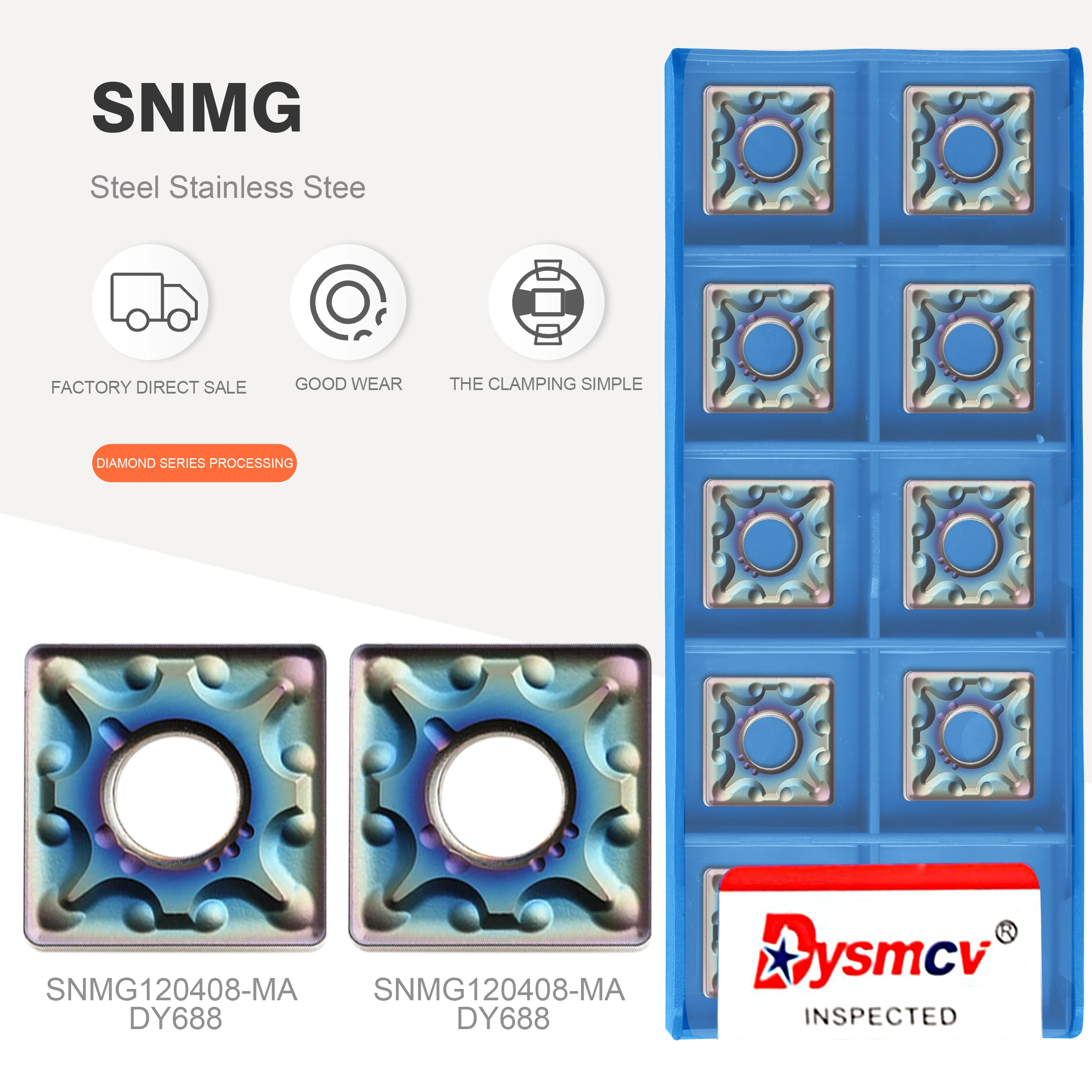 SNMG120408 SNMG120412 MA DY688 hardened steel blade hardened steel hard steel special tool external turning tool
SNMG120408 SNMG120412 MA DY688 hardened steel blade hardened steel hard steel special tool external turning tool