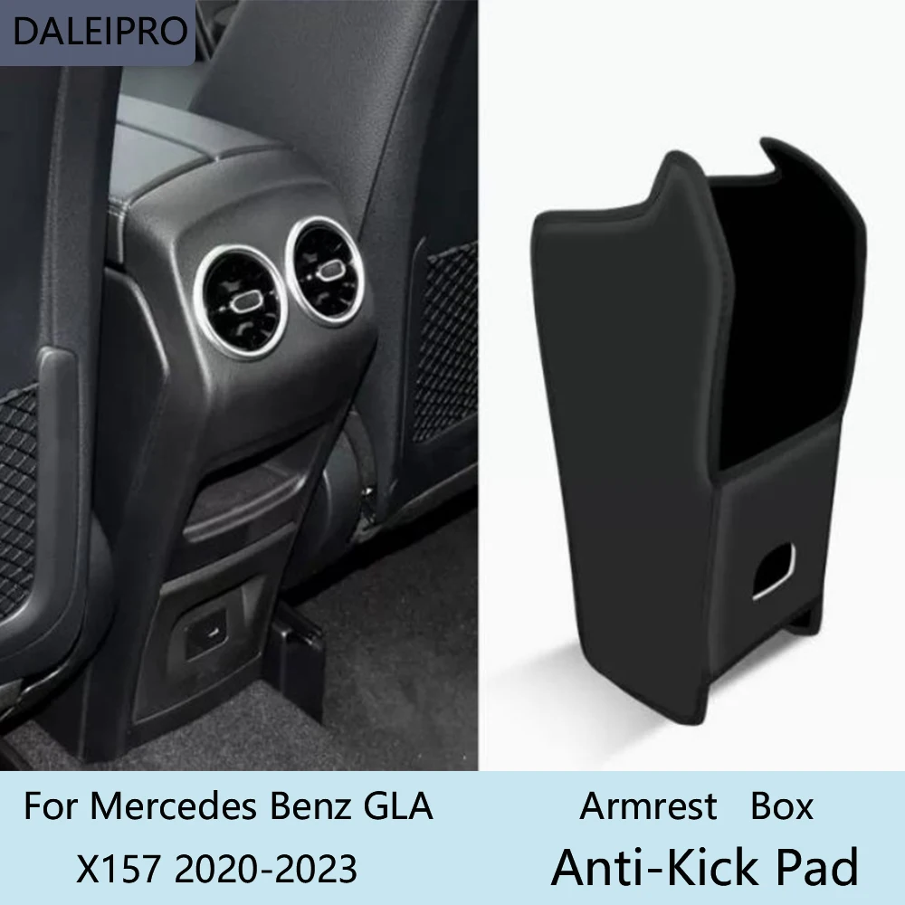 

Car Rear Armrest Box Anti-Kick Pad For Mercedes Benz GLA X157 2020 2021-2023 Microfiber Leather Protective Cover Accessories