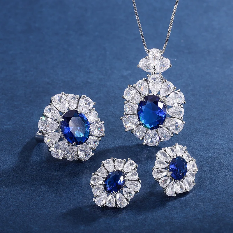 Blue Tanzanite Earring for Women Flower Pendant Necklace Adjuster Ring Gift Korean Style Fashion Luxury Vintage Fine Jewelry Set
Blue Tanzanite Earring for Women Flower Pendant Necklace Adjuster Ring Gift Korean Style Fashion Luxury Vintage Fine Jewelry Set