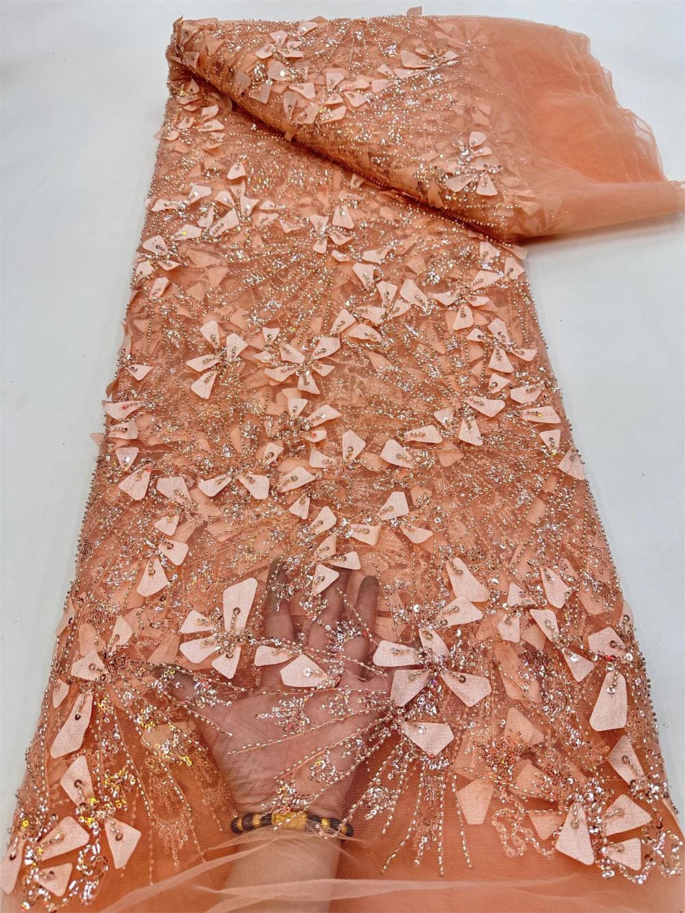 African Sequins Beads Lace Fabric 2023 French Tulle Lace Fabric Beaded Embroidery Mesh Fabrics For Party Wedding Dress PL390-7
African Sequins Beads Lace Fabric 2023 French Tulle Lace Fabric Beaded Embroidery Mesh Fabrics For Party Wedding Dress PL390-7