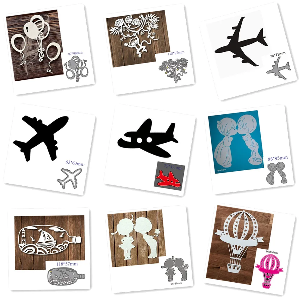 Metal Cutting Dies Airplane Balloon Couples Drift Bottle Decoration Scrapbook Paper Craft Knife Mould Blade Punch Stencils
Metal Cutting Dies Airplane Balloon Couples Drift Bottle Decoration Scrapbook Paper Craft Knife Mould Blade Punch Stencils