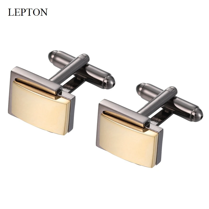 

LEPTON Square Cufflinks For Men High Quality Metal Simple Business Cuff links Man French Shirt Cuffs Cufflink Relojes Gemelos