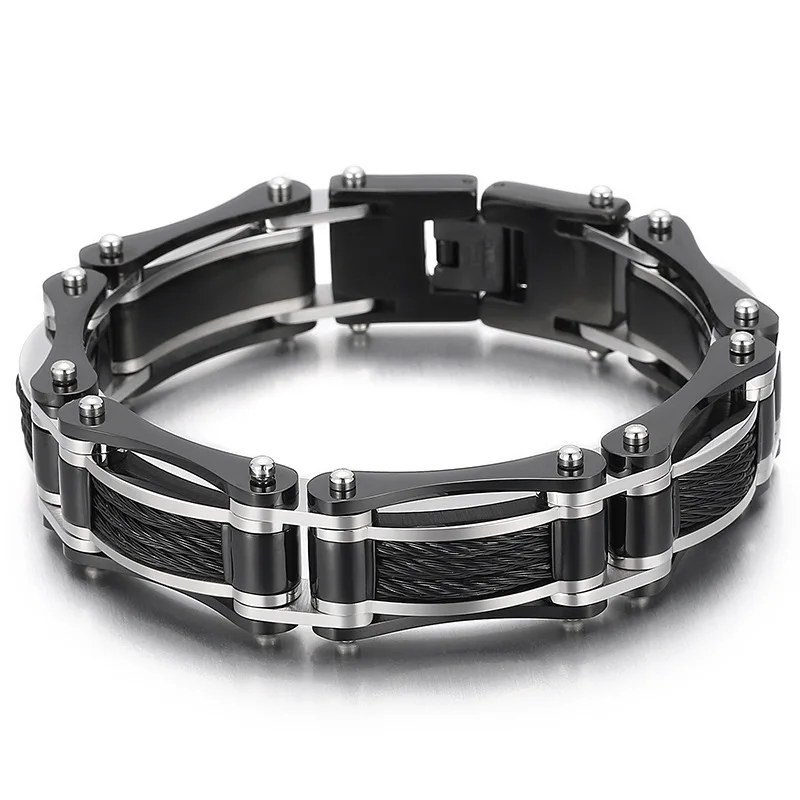 15MM Heavy Punk Retro Black Bike Biker Bracelet Men Women Hiphop Gold Plate Stainless Steel Twist Rope Chain Bangle Jewelry
15MM Heavy Punk Retro Black Bike Biker Bracelet Men Women Hiphop Gold Plate Stainless Steel Twist Rope Chain Bangle Jewelry