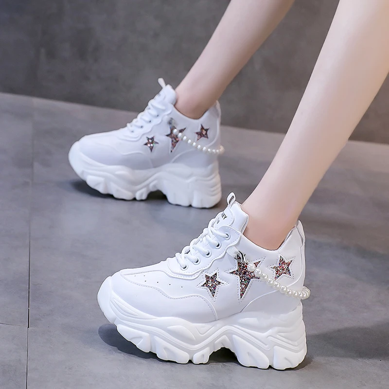 Female Flats women's Sneakers Pearl Chain Lace Up Round Toe Chunky Heel Shoes For Women 2023 Footwear Autumn Internal Increase
Female Flats women's Sneakers Pearl Chain Lace Up Round Toe Chunky Heel Shoes For Women 2023 Footwear Autumn Internal Increase