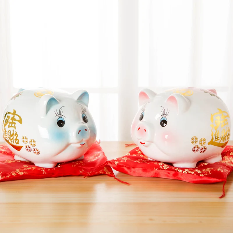 

Wedding Pig Piggy Bank for Papper Money Cute Cartoon Ceramic Ornament Secret Coin Money Box Kids Adult tirelire Home Decoration