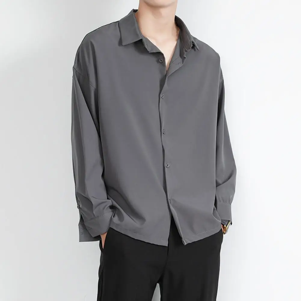 Trendy Men Autumn Shirt Single-breasted Placket Loose Spring Shirt Pure Color Men Autumn Shirt
Trendy Men Autumn Shirt Single-breasted Placket Loose Spring Shirt Pure Color Men Autumn Shirt