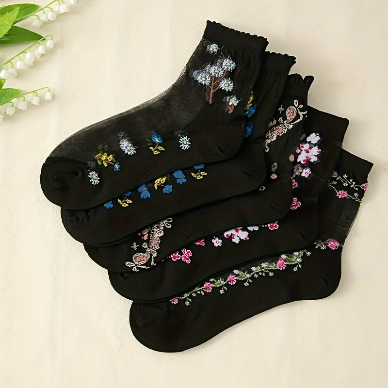 5 Pairs of Floral Printed Mesh Socks Sweet and Cute Lettuce Trimmed Socks Women's Medium Length Socks
5 Pairs of Floral Printed Mesh Socks Sweet and Cute Lettuce Trimmed Socks Women's Medium Length Socks
