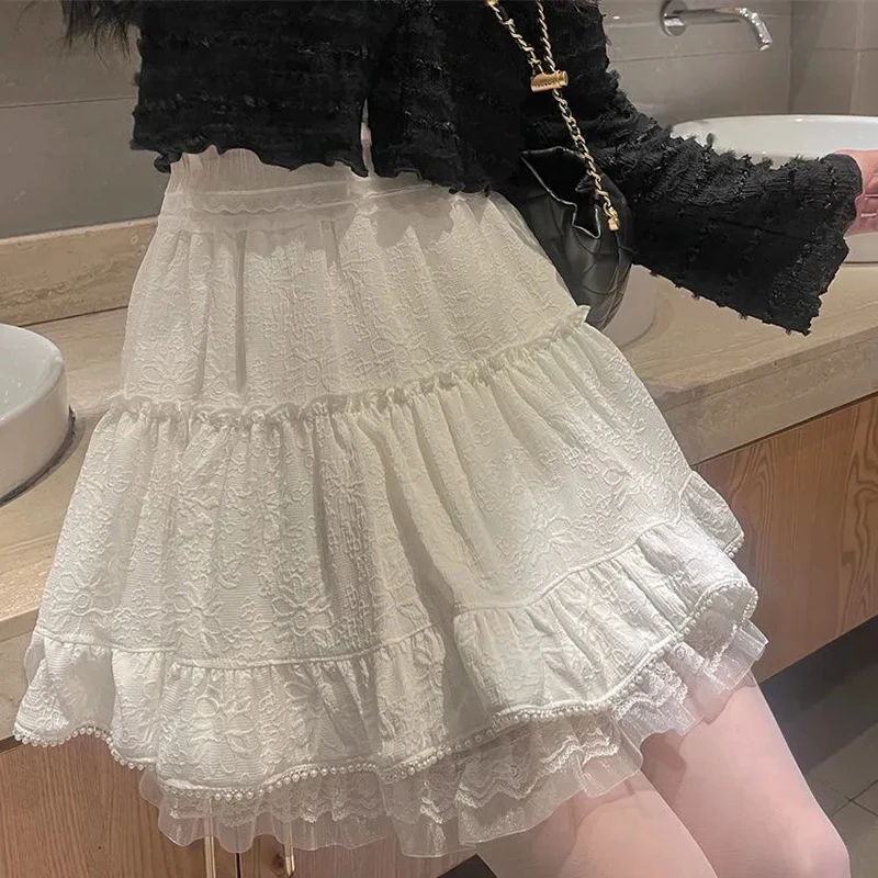 GIDYQ White Lace Mini Skirt Women Ruffles Kawaii Sweet Skirt Summer Korean Fashion High Waist A Line Ball Gown Skirt New
GIDYQ White Lace Mini Skirt Women Ruffles Kawaii Sweet Skirt Summer Korean Fashion High Waist A Line Ball Gown Skirt New