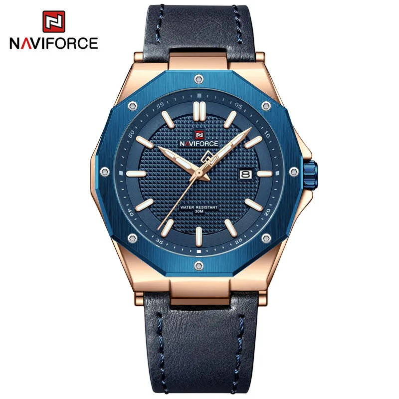 

NAVIFORCE Men Watches Luxury Leather Strap Male Sport Quartz Wristwatches Business Clock With Calendar Relogio Masculino 2023