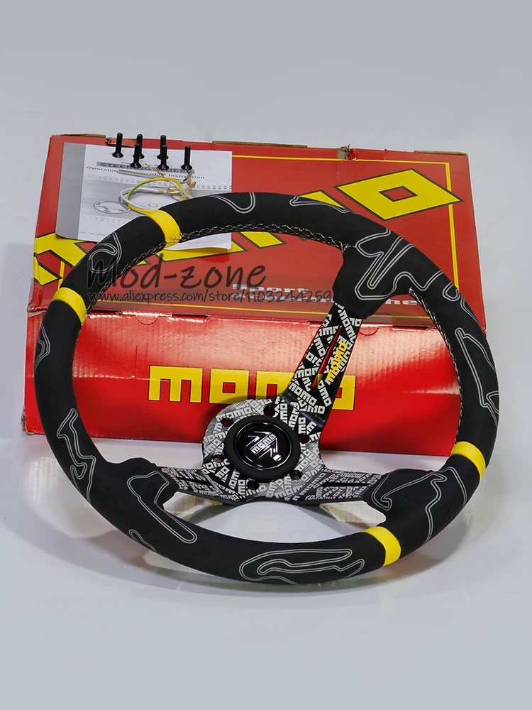MOMO ULTRA Universal 345MM Deep Corn About 96MM Depth Suede Leather Black Spoke Racing Steering Wheel
MOMO ULTRA Universal 345MM Deep Corn About 96MM Depth Suede Leather Black Spoke Racing Steering Wheel