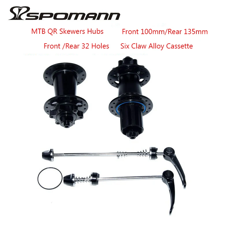 New SPOMANN Mountain Bike aluminum alloy 6 bearing Bicycle Disc brake hubs with skewers QR MTB parts 32 Hole Six claws
New SPOMANN Mountain Bike aluminum alloy 6 bearing Bicycle Disc brake hubs with skewers QR MTB parts 32 Hole Six claws