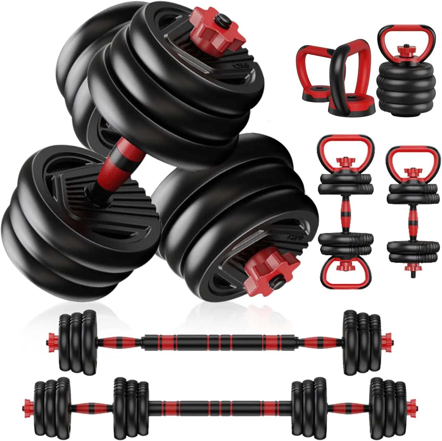 

Adjustable Dumbbell Set - Free Weights Set with Connector - 4 in1 Weights Dumbbells Set Used as Barbell, Kettlebells, Push up St