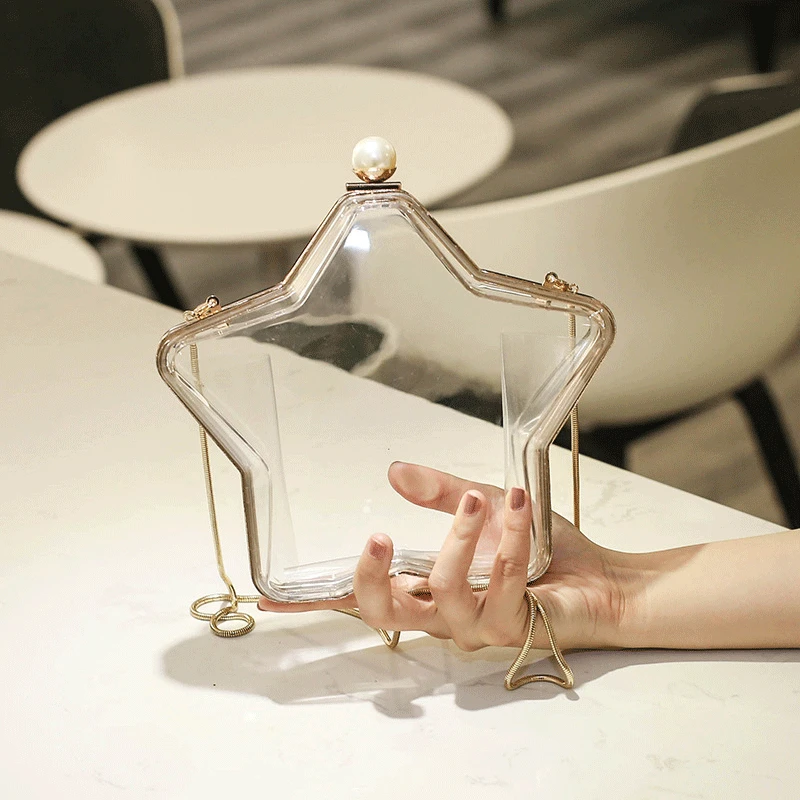 Fashion Star Transparent Bag Women's New Evening Bags Lady Evening Dress Bag Box chain chic handbags Mini fashion bags for girls
Fashion Star Transparent Bag Women's New Evening Bags Lady Evening Dress Bag Box chain chic handbags Mini fashion bags for girls
