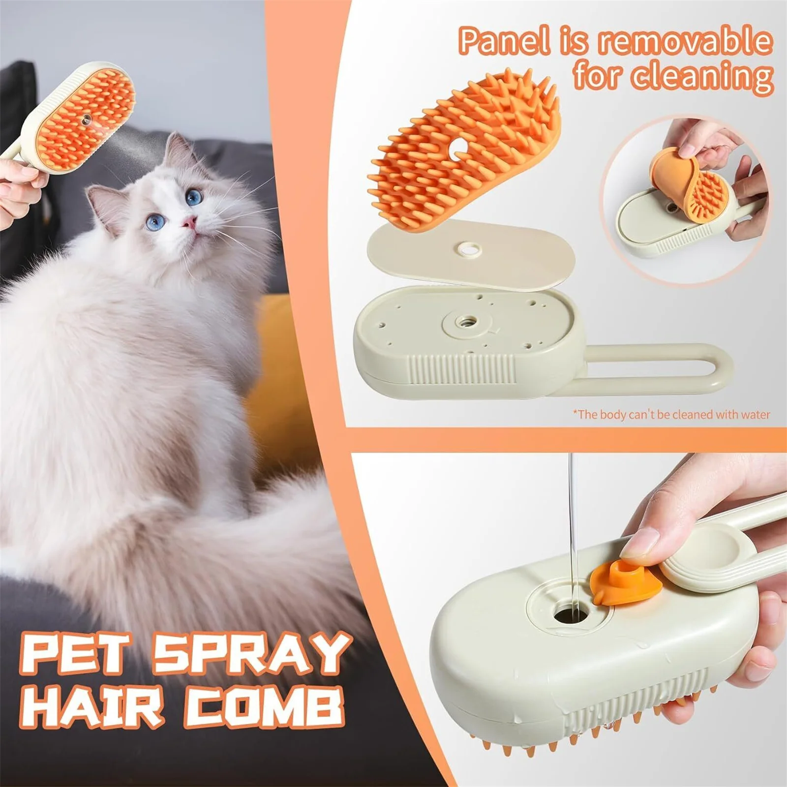 

Cat Steam Brush Steamy Dog Brush 3 in 1 Electric Spray Cat Hair Brushes For Massage Pet Grooming Comb Hair Removal Combs