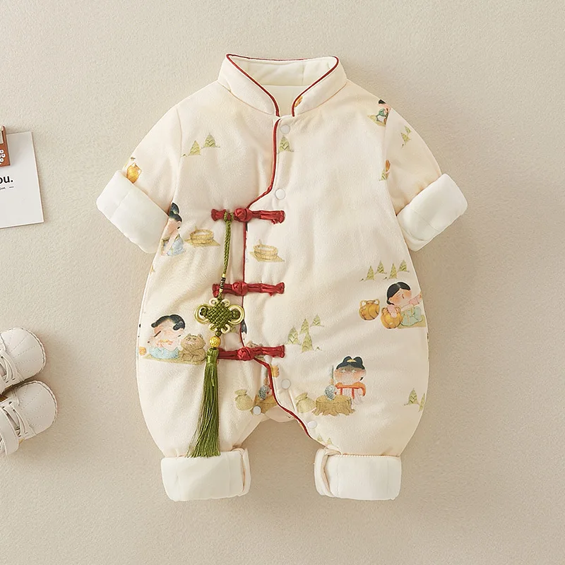 

2024 baby autumn and winter onesie Cotton clothes one-year-old baby cotton clothes one-year-old outing clothes crawling clothes