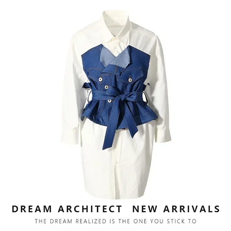 Denim Blue Shirt Skirt Women Suits White Blazer With Belt Formal Office Lady Business Work Wear Fashion Girl Coat Prom Dress 
Denim Blue Shirt Skirt Women Suits White Blazer With Belt Formal Office Lady Business Work Wear Fashion Girl Coat Prom Dress