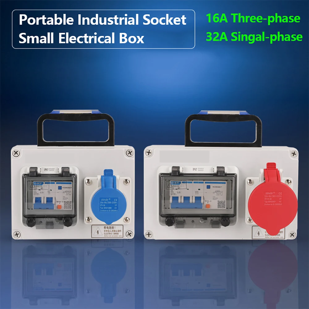 220V Distribution Box Portable 16A Three-phase Waterproof Industrial Socket Box 32A Single-phase Small Electrical Case Wallmount
220V Distribution Box Portable 16A Three-phase Waterproof Industrial Socket Box 32A Single-phase Small Electrical Case Wallmount