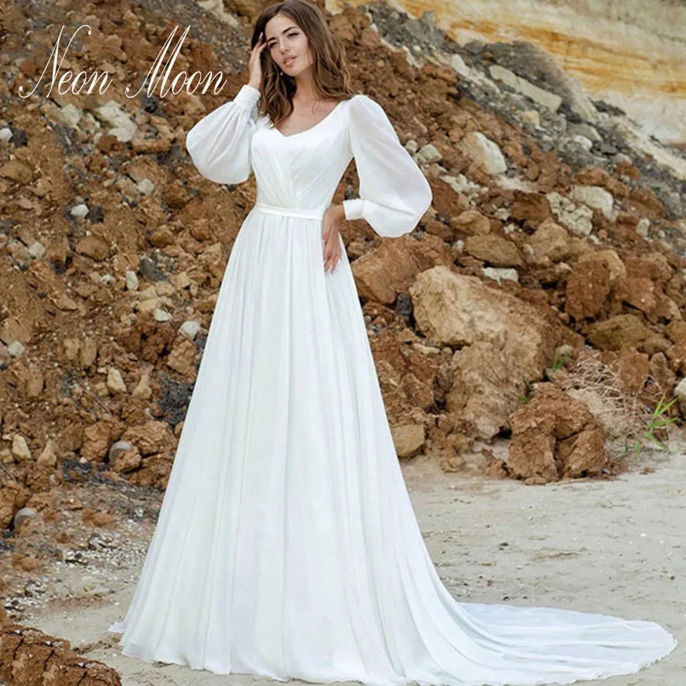 Romantic A-line V-neck Wedding Dress Stylish Long Sleeve Pleats Wedding Gown Sweep Train Ribbon Back Modern Cвадебное платье
Romantic A-line V-neck Wedding Dress Stylish Long Sleeve Pleats Wedding Gown Sweep Train Ribbon Back Modern Cвадебное платье