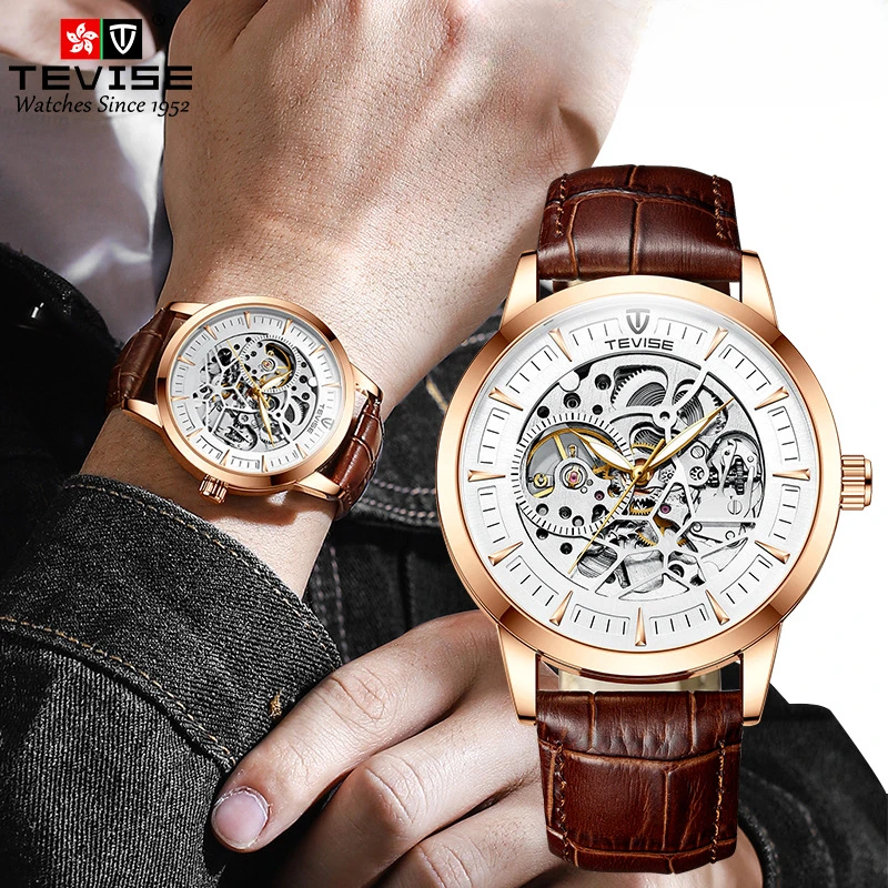 

Tourbillon Hollow Movement Automatic Mechanical Watch Men Leather Multi-functional Waterproof Glow-in-the-dark Sports Watch
