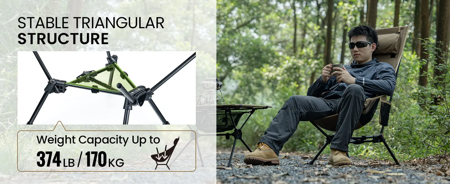 كرسي التخييم المحمول Tigerblade، كرسي خارجي عالي الظهر لصيد الأسماك والمشي لمسافات طويلة والشواء والحفلات والبستنة والاستخدام الداخلي 4 كرسي التخييم المحمول Tigerblade، كرسي خارجي عالي الظهر لصيد الأسماك والمشي لمسافات طويلة والشواء والحفلات والبستنة والاستخدام الداخلي