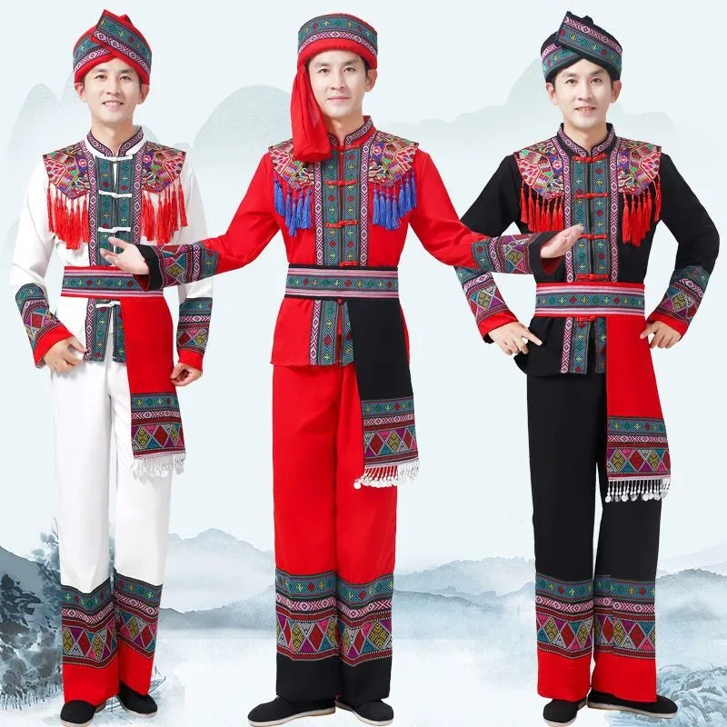 

New Guangxi Zhuang Yi Costume Men's Ethnic Style Yunnan Minority Miao Cucurbit Flute Yao