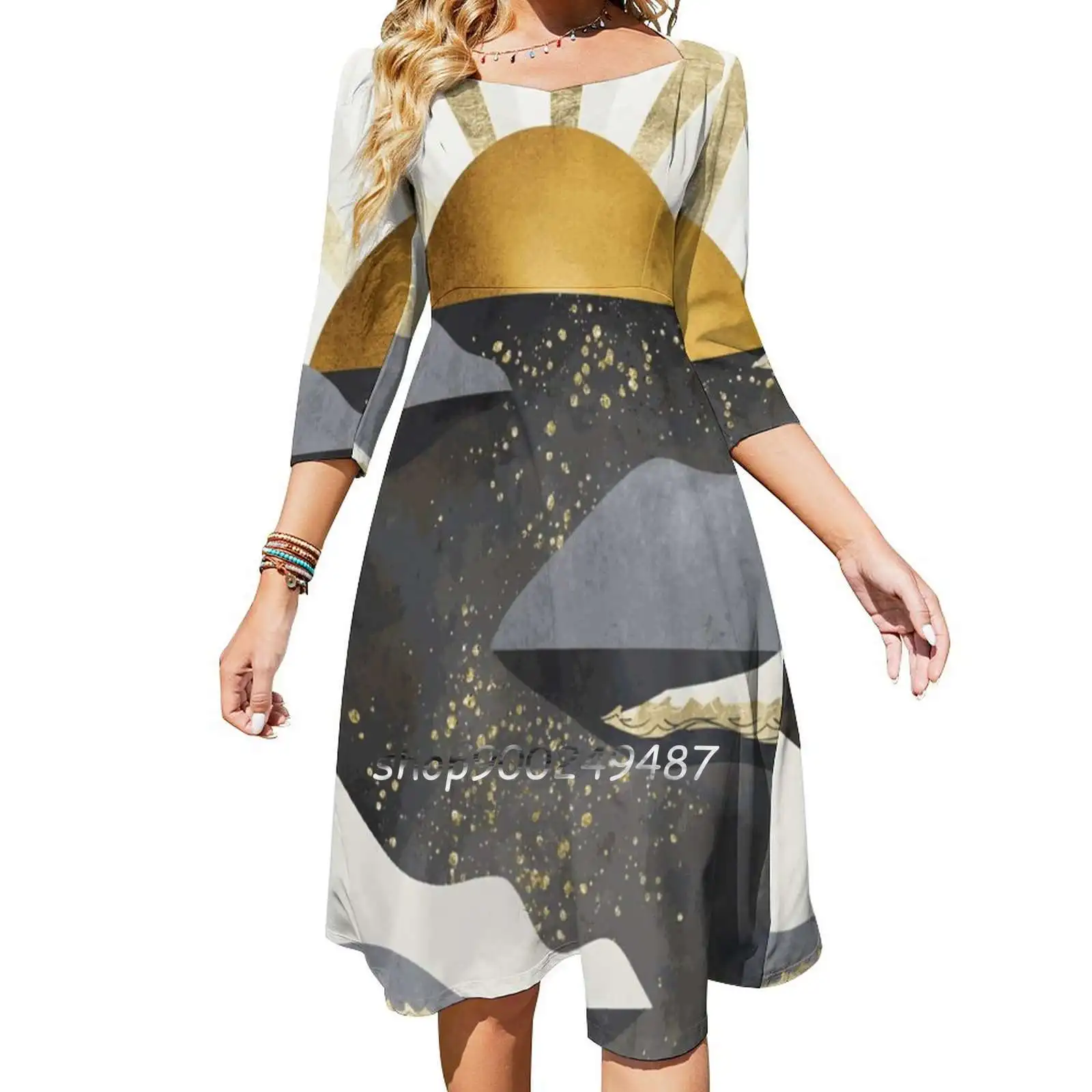 Dusk Flare Dress Square Neck Dress Elegant Female Fashion Printed Dress Dusk Sunset Sun Ocean Sea Water Mountains Nature
Dusk Flare Dress Square Neck Dress Elegant Female Fashion Printed Dress Dusk Sunset Sun Ocean Sea Water Mountains Nature