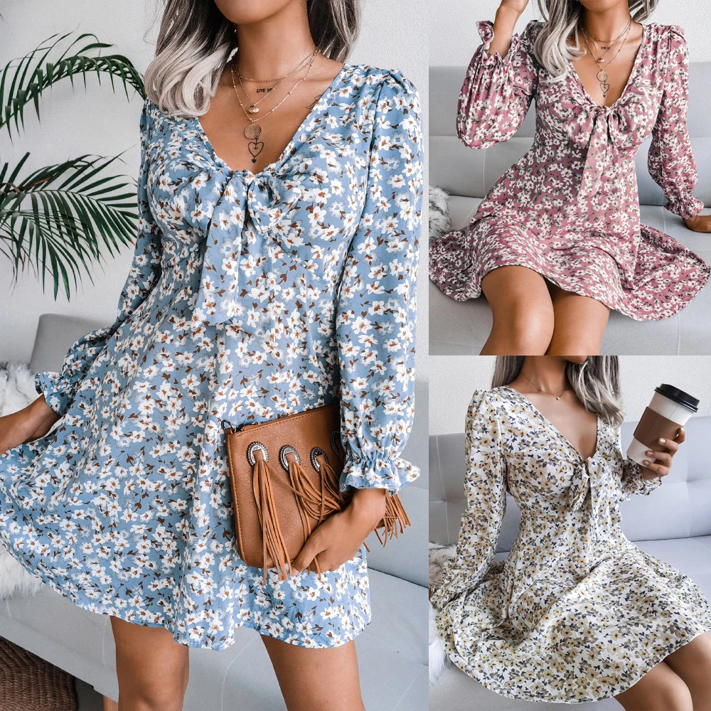 Women's Summer Floral Dress Boho Long Sleeve Chiffon Fairy Korean Fashion Clothing Short Skirt Loose Cheap Casual Female Robe
Women's Summer Floral Dress Boho Long Sleeve Chiffon Fairy Korean Fashion Clothing Short Skirt Loose Cheap Casual Female Robe