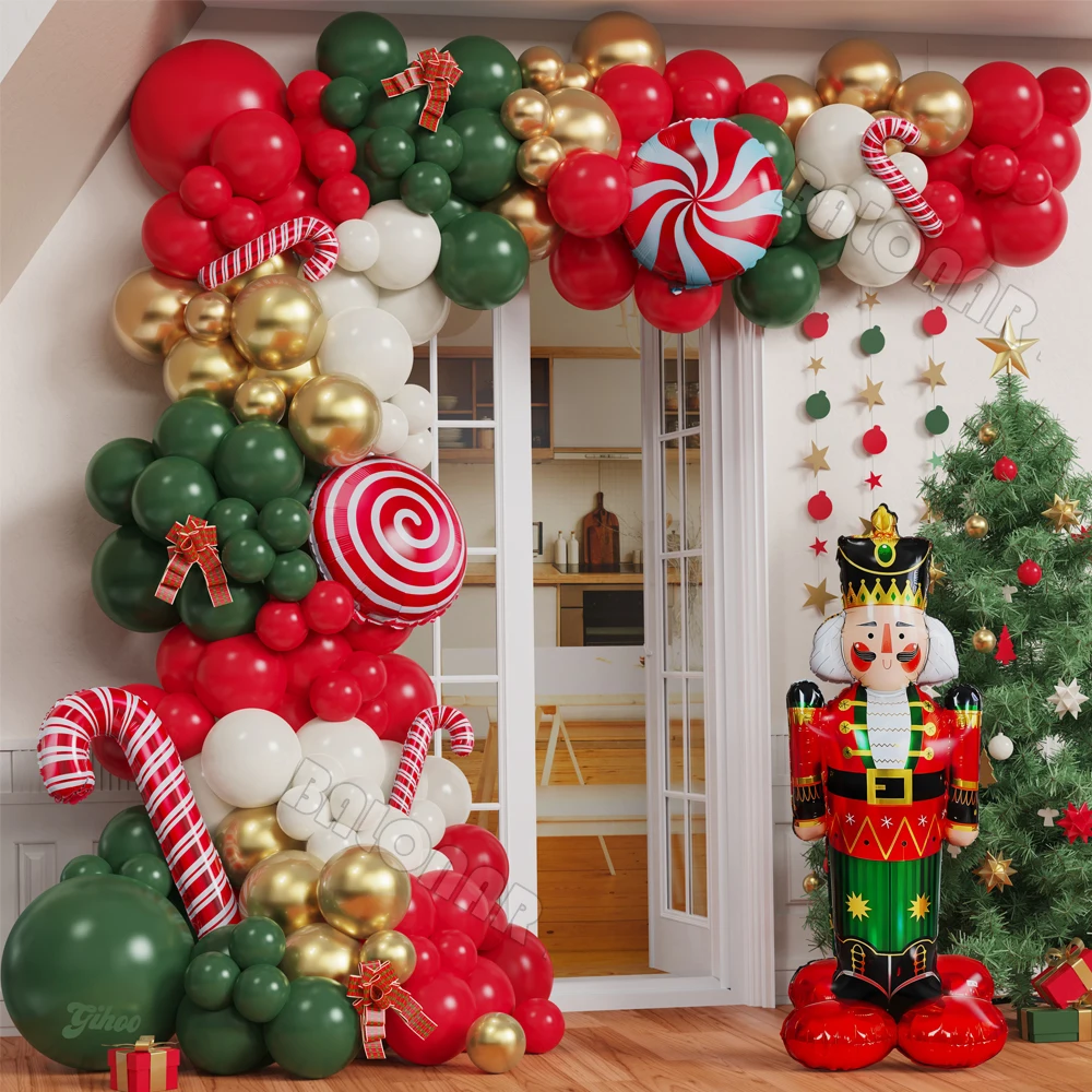 141pcs Christmas Nutcracker Balloon Garland Kit Red Green White Sand Gold Balloons Candy Cane for Xmas Party Decoration Supplies
141pcs Christmas Nutcracker Balloon Garland Kit Red Green White Sand Gold Balloons Candy Cane for Xmas Party Decoration Supplies