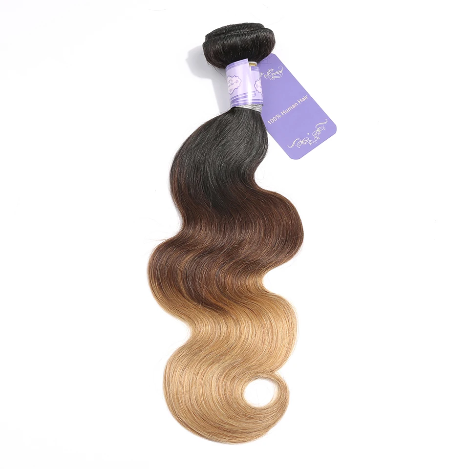 

T1b/4/27 Ombre 3 Tone Body Wave Bundles Brazilian Remy Human Hair Extensions 100% Unprocessed Virgin Human Hair Weave Bundles