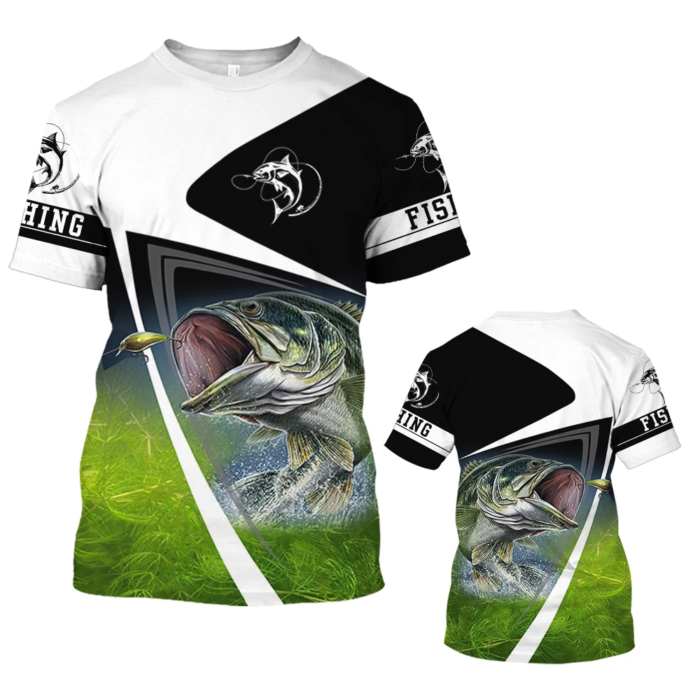 

Новая футболка для рыбалки, Мужская футболка, одежда с графическим рисунком собаки и рыбы, топы большого размера с круглым вырезом, спортивная одежда для улицы, летняя мужская футболка