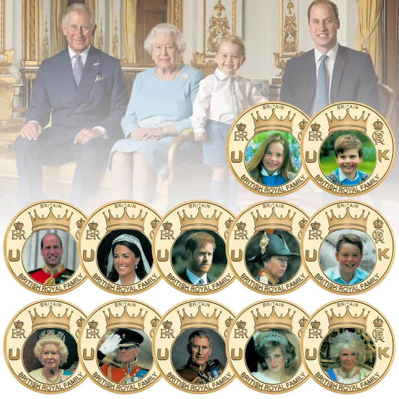 British Royal Family Gold Foil Commemorative Challenge Coin Queen Elizabeth II and Her Royal Family Souvenir Gift for Collection
British Royal Family Gold Foil Commemorative Challenge Coin Queen Elizabeth II and Her Royal Family Souvenir Gift for Collection