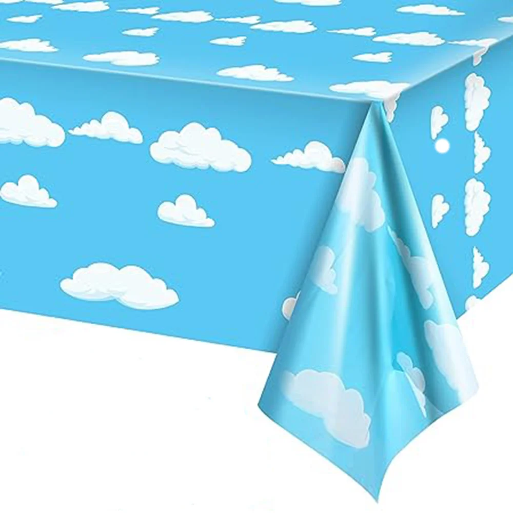 

Blue Sky White Clouds Birthday Party Supplies Tablecloth Table Cover Cartoon Table Banner Baby Kids Shower Birthday Party Decor