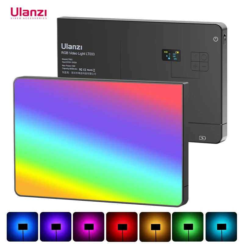 LT003 15W 2500-9000K CRI 95+ RGB Video Light Full Color Panel Light 8000mAh Rechargeable Photography Studio Camera Lamp
LT003 15W 2500-9000K CRI 95+ RGB Video Light Full Color Panel Light 8000mAh Rechargeable Photography Studio Camera Lamp
