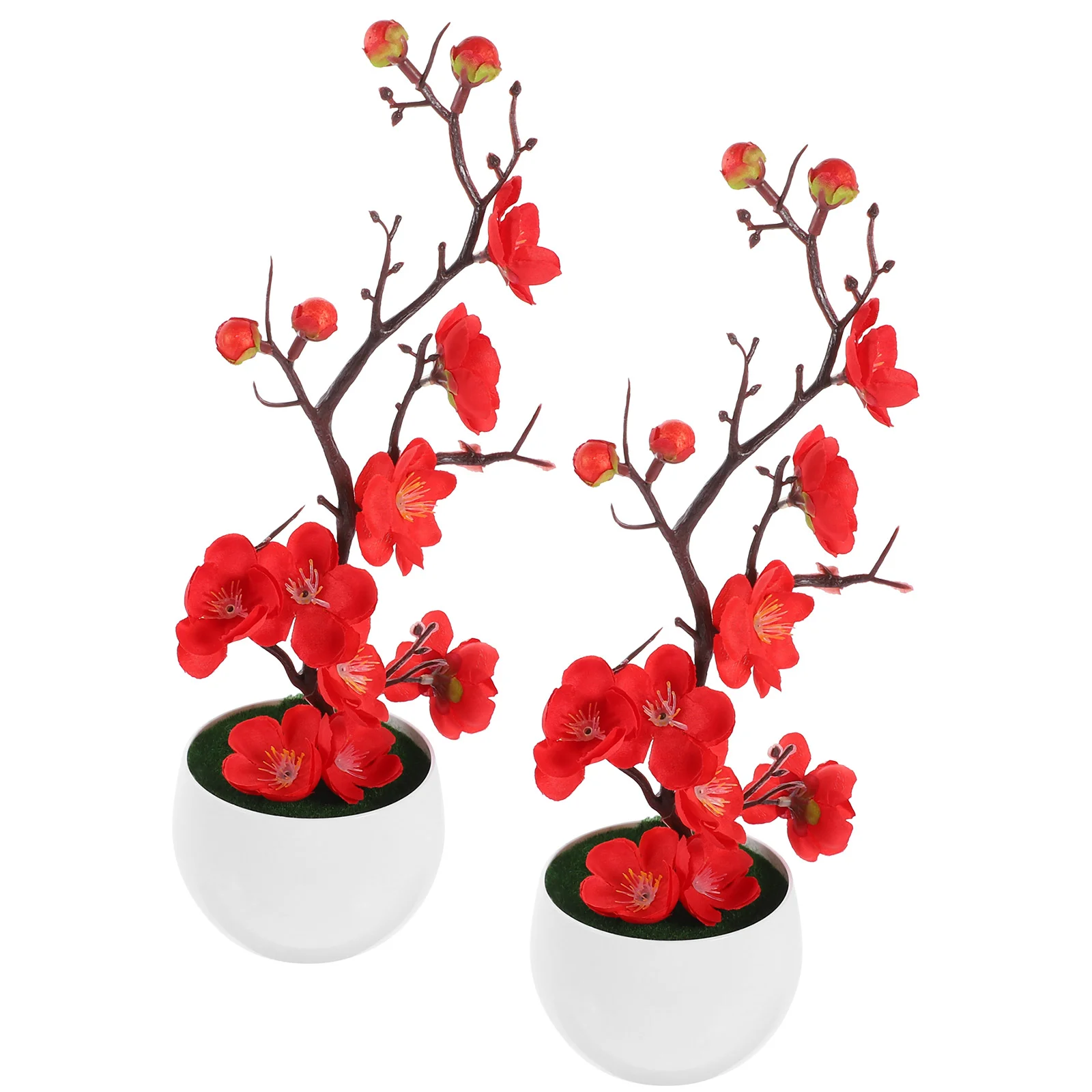 

2 Pcs Bonsai Fake Potted Flower Simulated Flowers Realistic Plum Blossom Desktop Faux Plant Artificial Plants