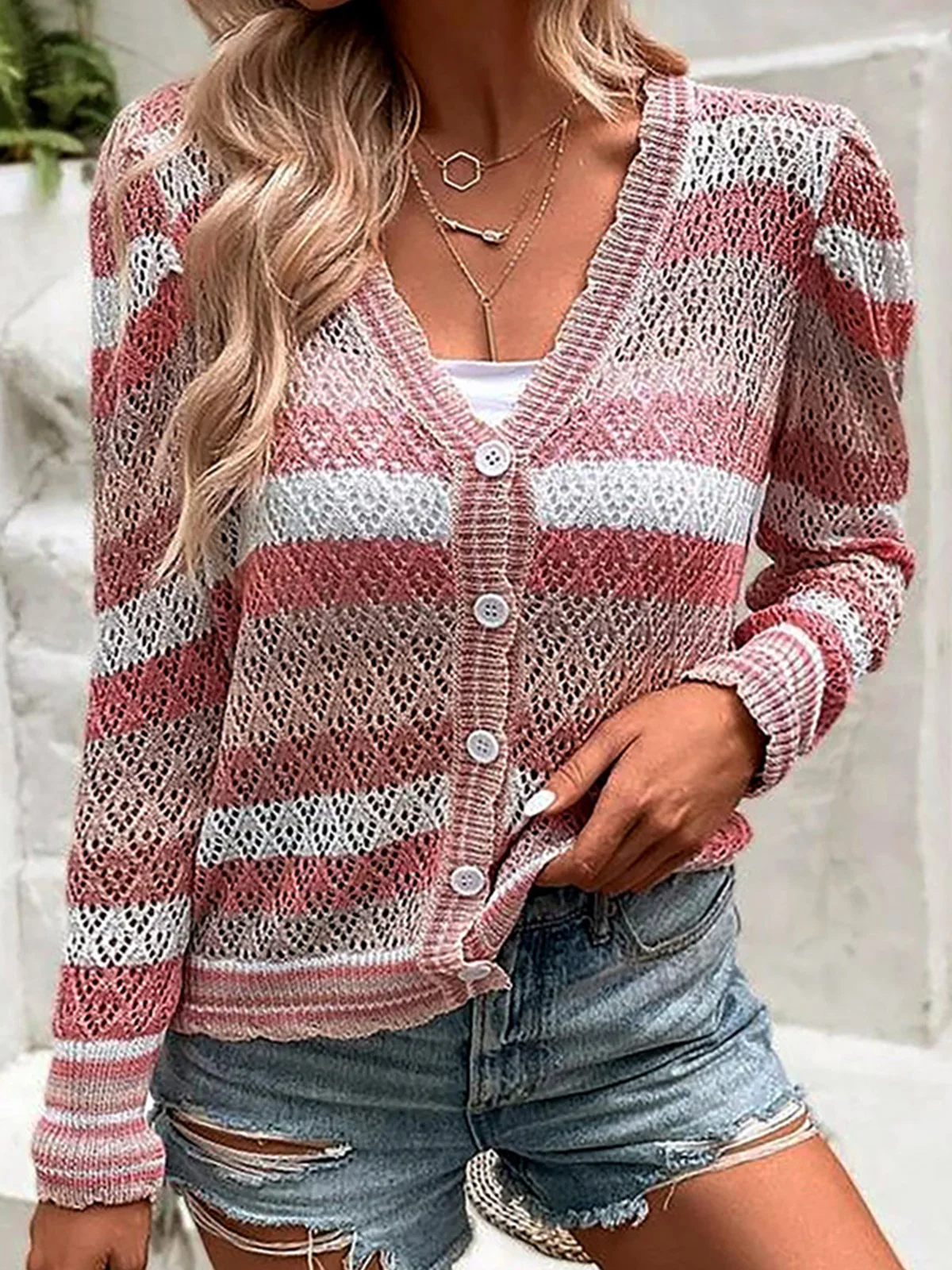 Color Block Crochet Button V-Neck Cardigan Winter Women's Cardigans With Button Warm Sweater Vintage Knitted Cardigan for Women
Color Block Crochet Button V-Neck Cardigan Winter Women's Cardigans With Button Warm Sweater Vintage Knitted Cardigan for Women
