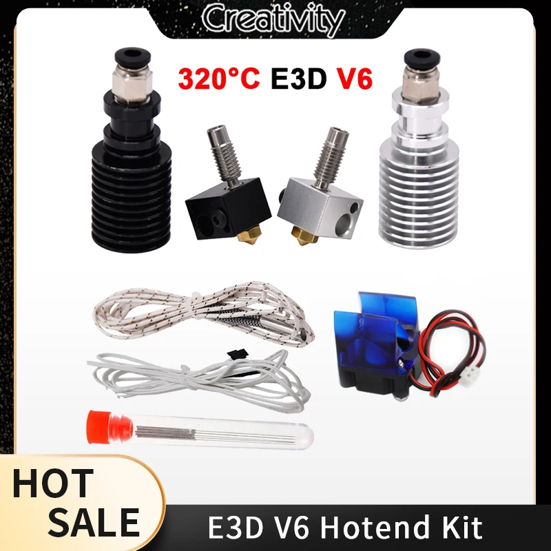 

E3D V6 Hotend Kit High Temperature version 300 degrees Celsius J-head 3D Printer Parts 0.4/1.75MM Remote Extruder 12V 24V