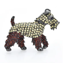 Wuli&baby Lovely Schnauzer Dog Brooches For Women Unisex Sparkling Rhinestone Cute Pets Puppy Animal Party Causal Brooch Pins