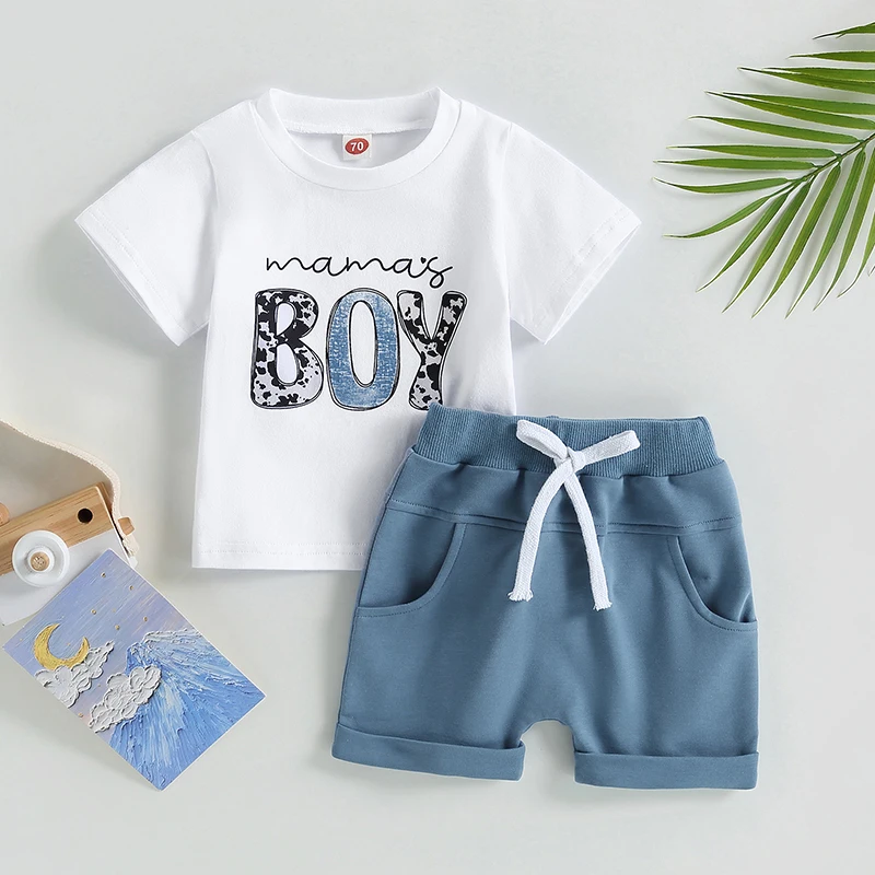 Toddler Baby Boy Summer Clothes Mamas Little Boy Short Sleeve T Shirt Tops Infant Rolled Drawstring Shorts Set Boys Clothing
Toddler Baby Boy Summer Clothes Mamas Little Boy Short Sleeve T Shirt Tops Infant Rolled Drawstring Shorts Set Boys Clothing