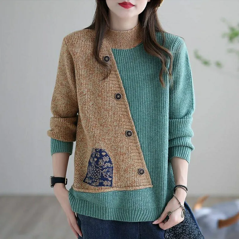 Streetwear Fashion Women Y2K Pullovers Long Sleeve Autumn Winter Button Patchwork Loose Vintage Knitted Casual Jumpers Sweaters
Streetwear Fashion Women Y2K Pullovers Long Sleeve Autumn Winter Button Patchwork Loose Vintage Knitted Casual Jumpers Sweaters