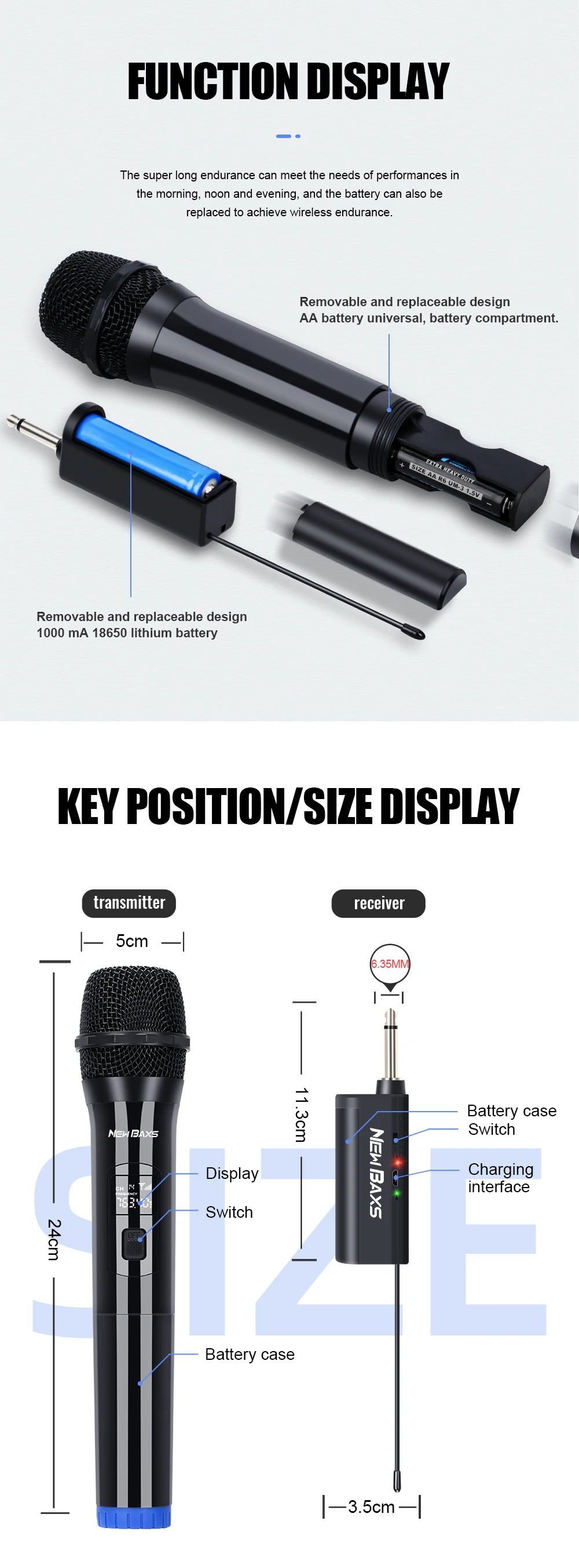 Wireless Microphone Dynamic Handheld Microphones Karaoke Microphone Mic with Rechargeable Receiver for Wedding Party Church Club Wireless Microphone Dynamic Handheld Microphones Karaoke Microphone Mic with Rechargeable Receiver for Wedding Party Church Club