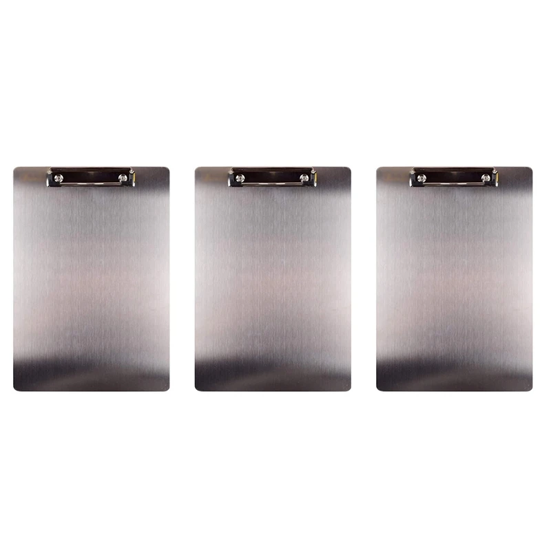 

3X Metal Clipboard Folder A4 Stainless Steel Clip Board Bill Storage Folder Writing File Board Menu Splint For Business