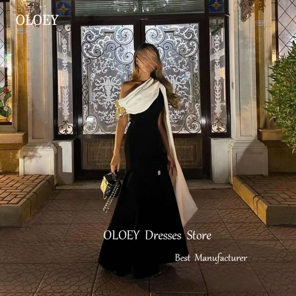 OLOEY Saudi Arabic Women Simple Black And White Mermaid Evening Dresses Long Cape Sleeve Prom Gowns Formal Party Event Dress
OLOEY Saudi Arabic Women Simple Black And White Mermaid Evening Dresses Long Cape Sleeve Prom Gowns Formal Party Event Dress