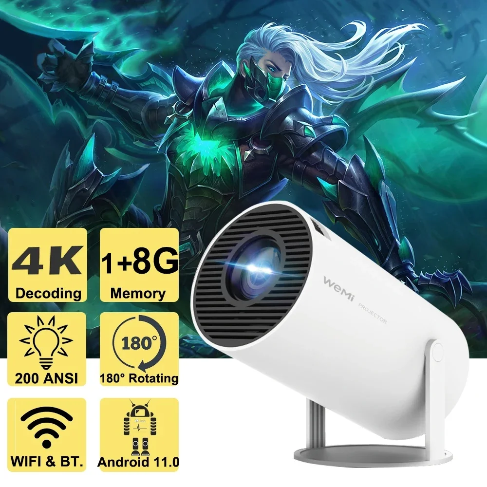 

Magcubic проектор Hy300 4K Android 11 Dual Wifi6 200 ANSI Allwinner H713 BT5.0 1080P 1280*720P домашний кинотеатр наружный проектор