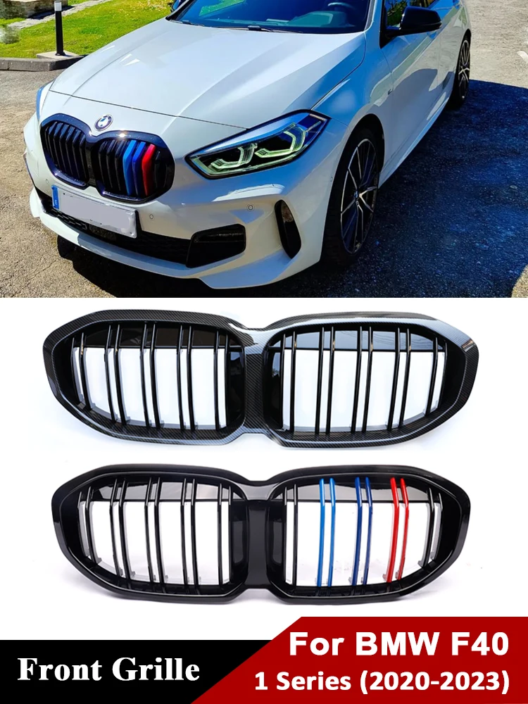 

Передний бампер, цветная решетка радиатора M, Facelift для BMW 1 серии F40 2019-2023, сменная решетка из углеродного волокна для гоночного гриля, автомобиля